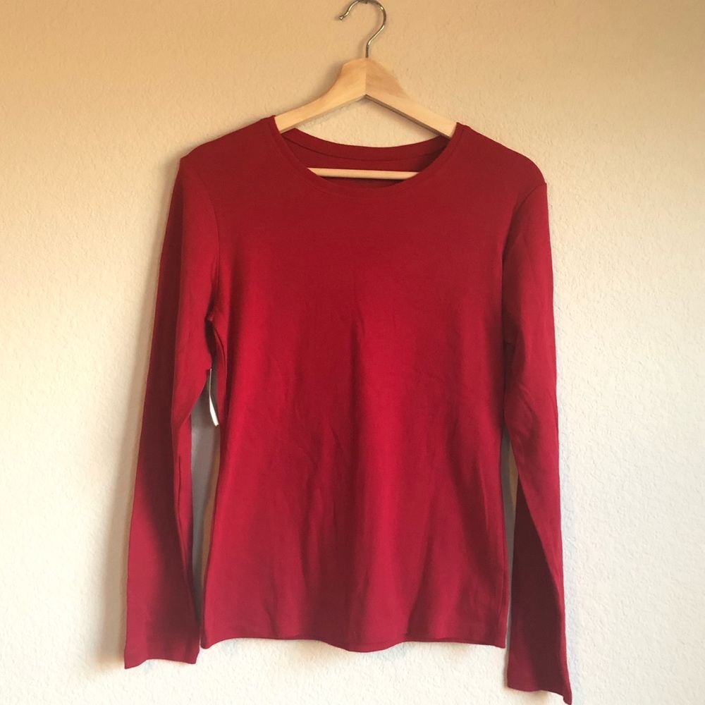 New York and Co. jewel tone red perfect long sleeve Tee Shirt small